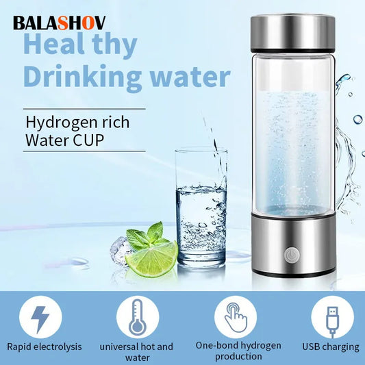 Rich Hydrogen Oxygen Water Cup H2 Inhalation Device Water Bottle SPE PEM Dual Chamber Maker Lonizer Healthcare Water Cup