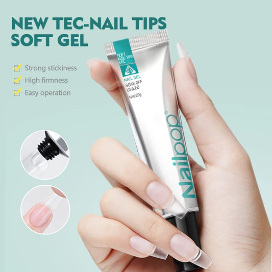 Nailpop 20g Soft Fake Nail Tips Gel Glue Polish Soak Off UV LED Nail Art Gel Short False Nail Extension Function Adhesive Gel
