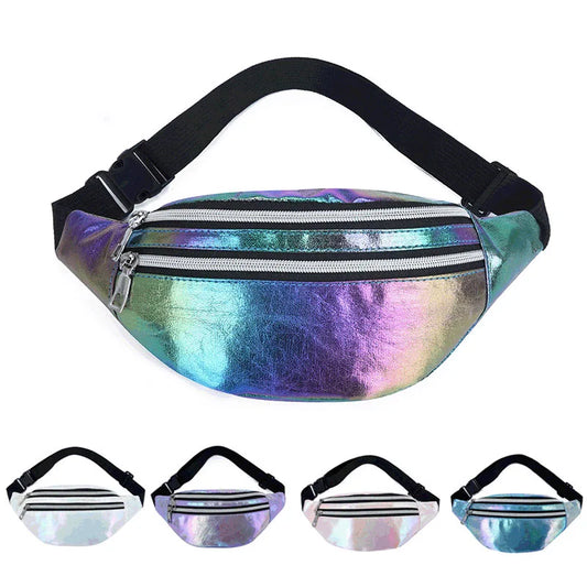 Holographic Hottie: Laser PU Hologram Fanny Pack for Trendy Travelers